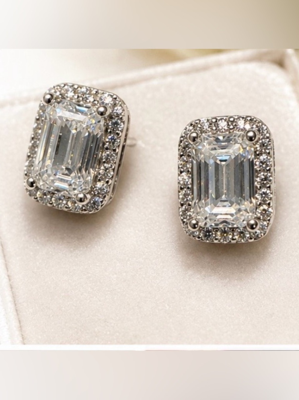 Sterling Silver Moissanite Stud Earrings - White